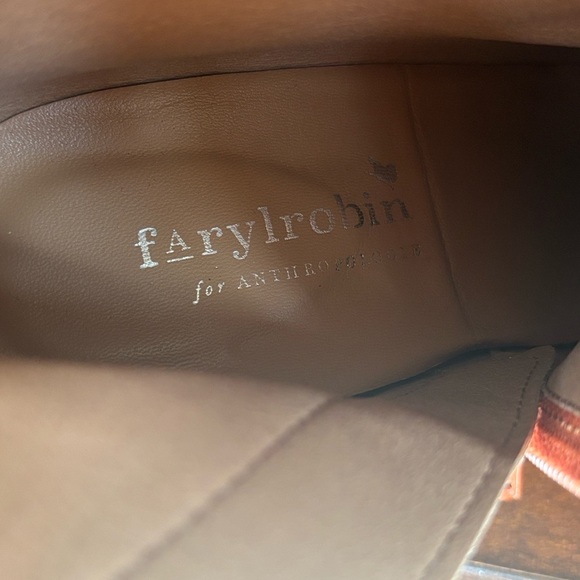 Brand New Farylrobin Anthropologie Genuine Leather Cognac Side Zip Ankle Boot - Picture 2 of 16